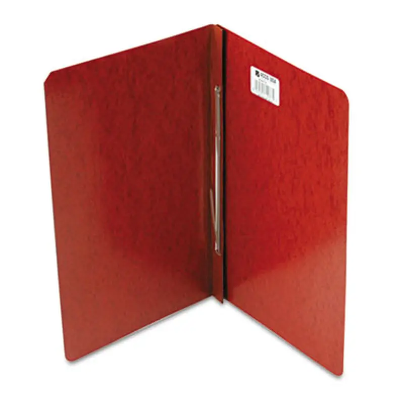 PRESSTEX Report Cover with Tyvek Reinforced Hinge, Side Bound, Two-Piece Prong Fastener, 3" Capacity, 14 x 8.5, Red/Red - Report Covers | ACCO