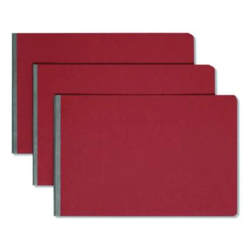 Prong Fastener Premium Pressboard Report Cover, Two-Piece Prong Fastener, 3" Capacity, 11 x 17, Red/Red - Report Covers | Smead