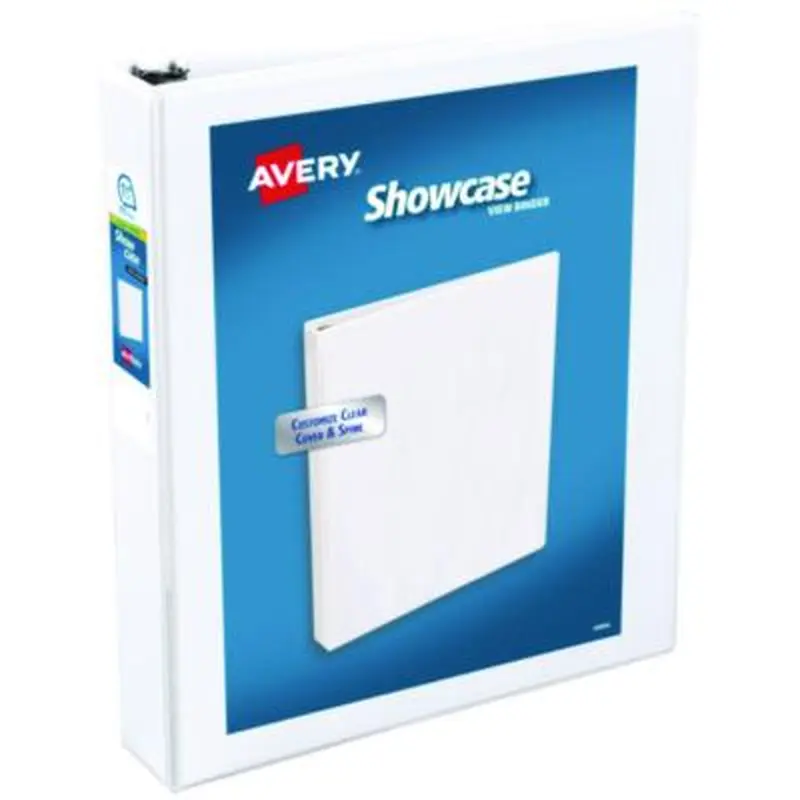 Showcase Economy View Binders with Slant Rings, 3 Rings, 1.5" Capacity, 11 x 8.5, White - Binders | Avery