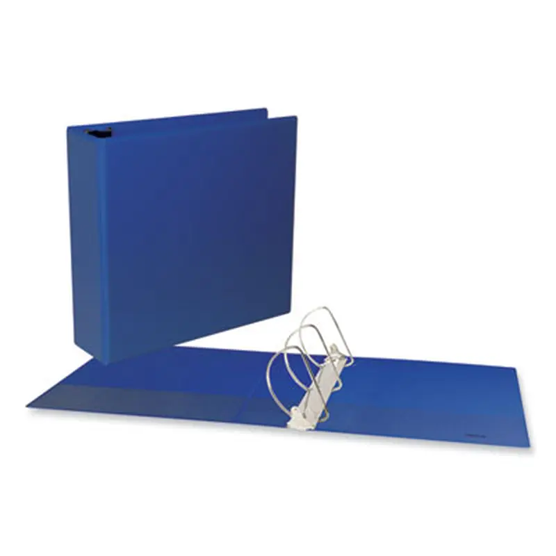 Slant D-Ring View Binder, 3 Rings, 3" Capacity, 11 x 8.5, Navy Blue - Binders | Universal