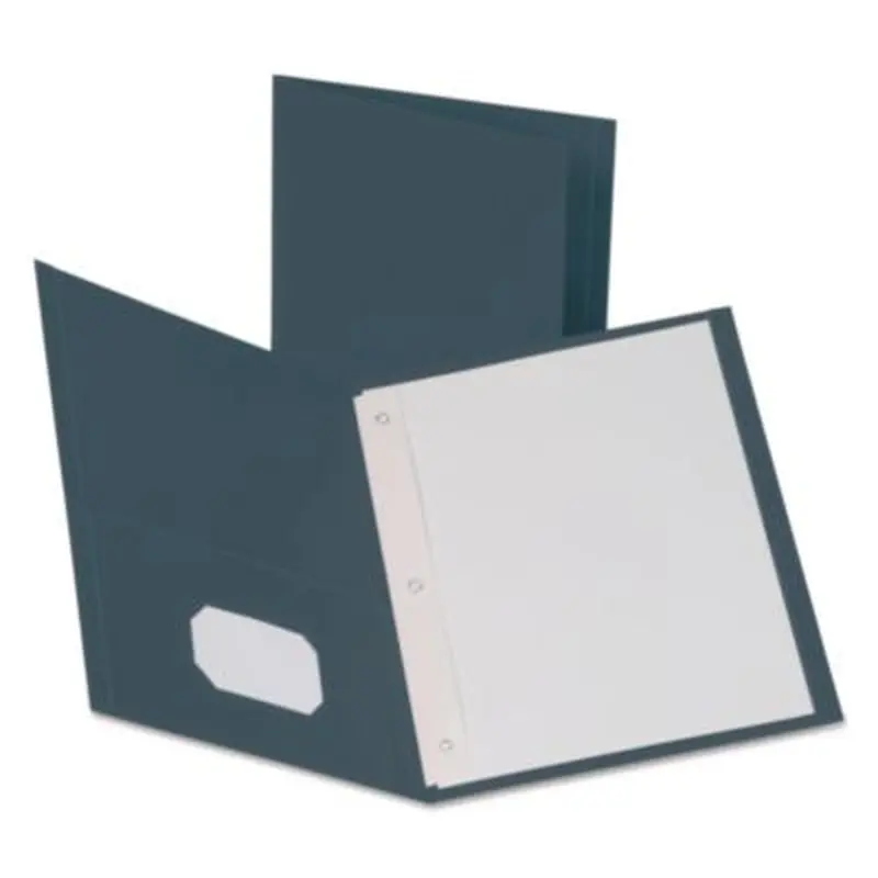 Twin-Pocket Folders with 3 Fasteners, 0.5" Capacity, 11 x 8.5, Dark Blue, 25/Box - Pocket Folders | Oxford