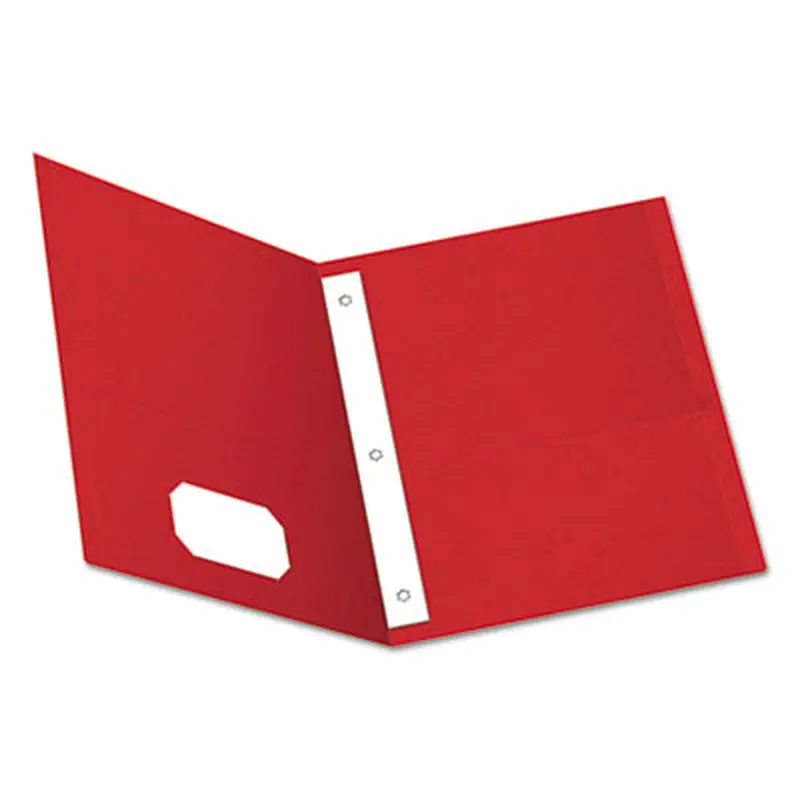 Twin-Pocket Folders with 3 Fasteners, 0.5" Capacity, 11 x 8.5, Red, 25/Box - Pocket Folders | Oxford