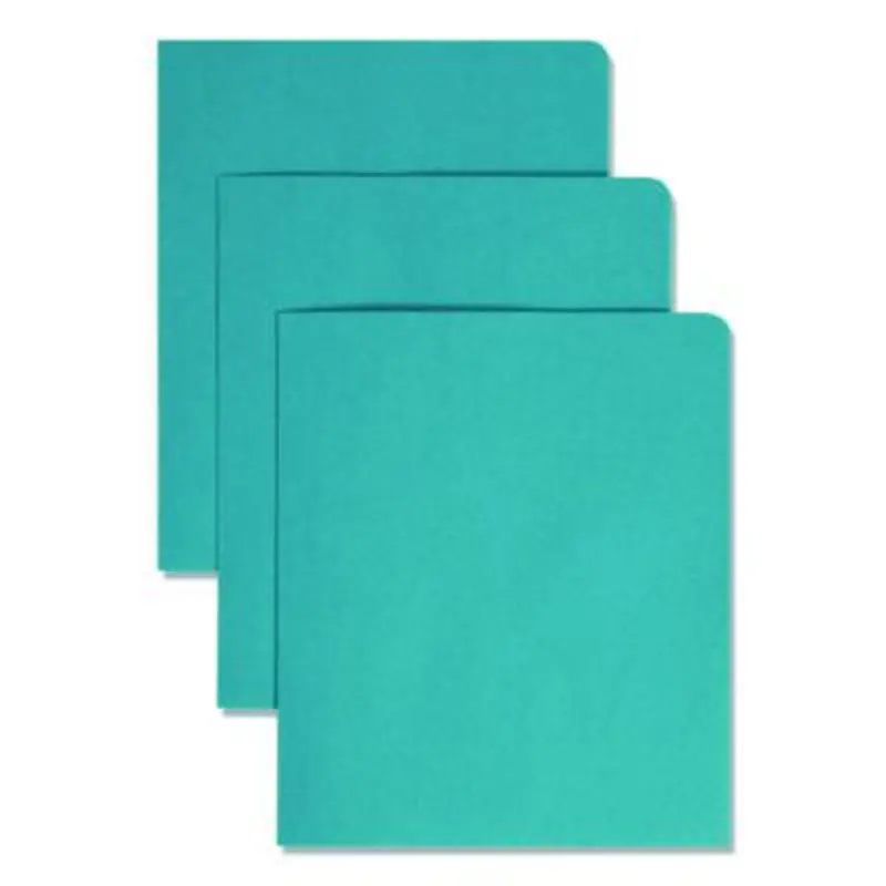Two-Pocket Folder, Textured Paper, 100-Sheet Capacity, 11 x 8.5, Teal, 25/Box - Pocket Folders | Smead