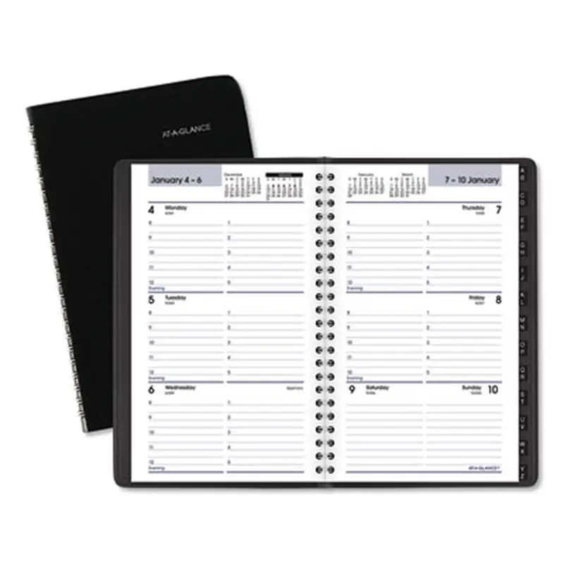 DayMinder Block Format Weekly Appointment Book, Tabbed Telephone/Add Section, 8.5 x 5.5, Black, 12-Month (Jan to Dec): 2026 - Appointment Books & Planners | AT-A-GLANCE
