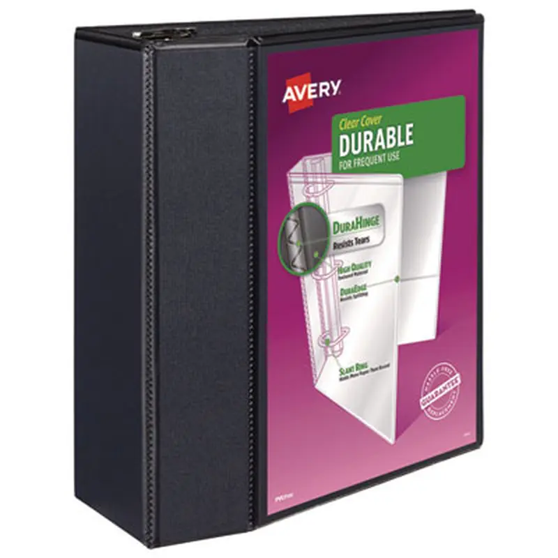 Durable View Binder with DuraHinge and EZD Rings, 3 Rings, 5" Capacity, 11 x 8.5, Black, (9900) - Binders | Avery