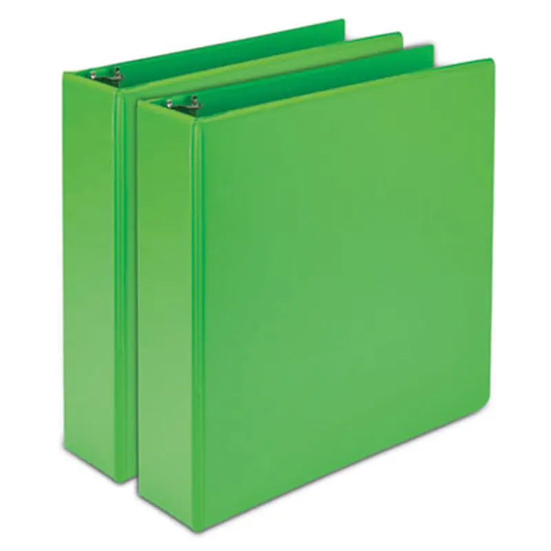 Earth's Choice Plant-Based Durable Fashion View Binder, 3 Rings, 2" Capacity, 11 x 8.5, Lime, 2/Pack - Binders | Samsill