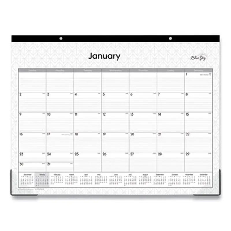 Enterprise Desk Pad, Geometric Artwork, 22 x 17, White/Gray Sheets, Black Binding, Clear Corners, 12-Month (Jan to Dec): 2026 - Desk Pad Calendars | Blue Sky