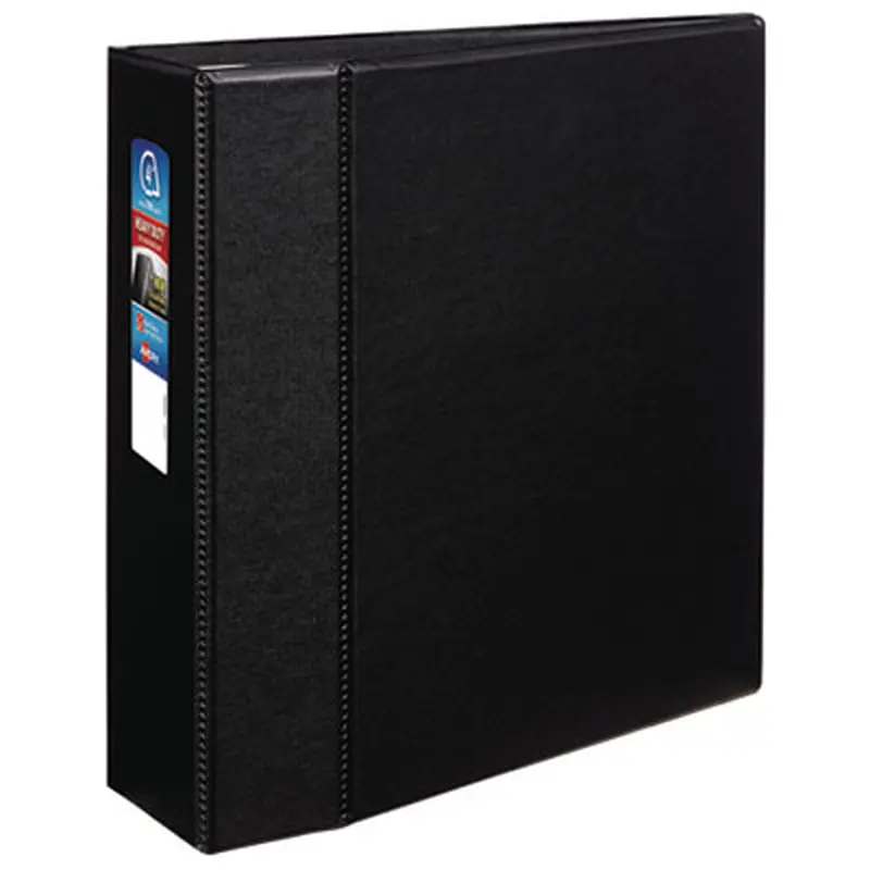 Heavy-Duty Non-View Binder with DuraHinge and Locking One Touch EZD Rings, 3 Rings, 4" Capacity, 11 x 8.5, Black - Binders | Avery