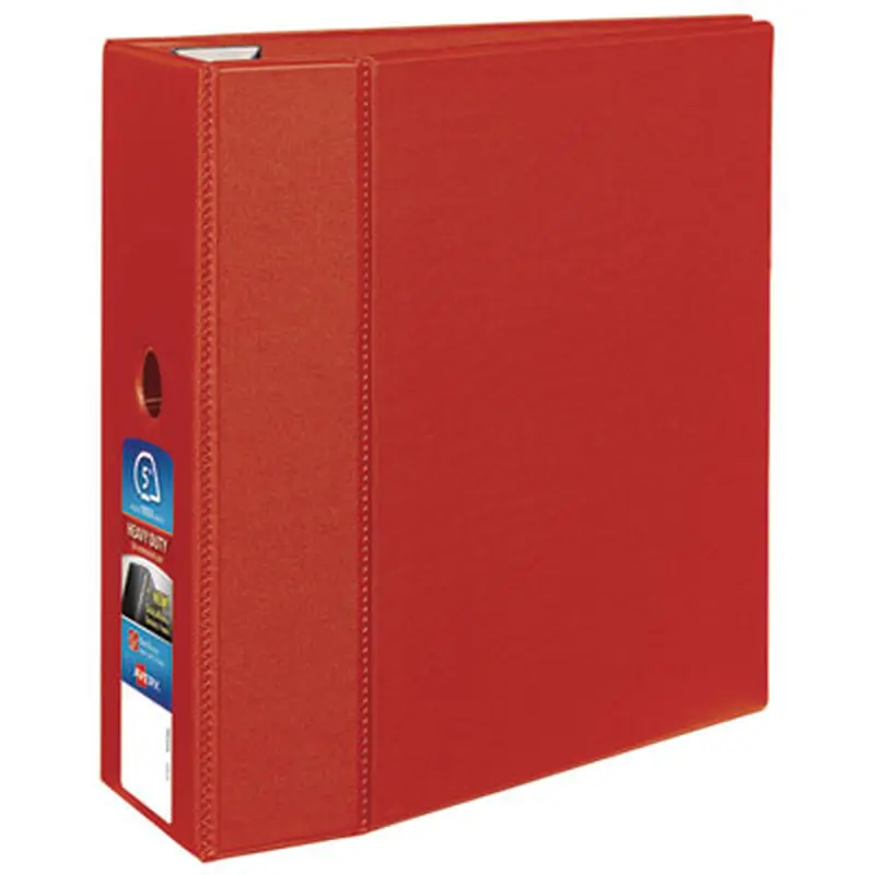 Heavy-Duty Non-View Binder with DuraHinge, Locking One Touch EZD Rings and Thumb Notch, 3 Rings, 5" Capacity, 11 x 8.5, Red - Binders | Avery