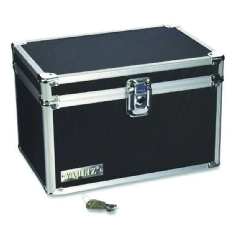Locking Index Card File, Holds 550 5 x 8 Cards, 8.75 x 5.5 x 5.75, Black - Card Holders | Vaultz