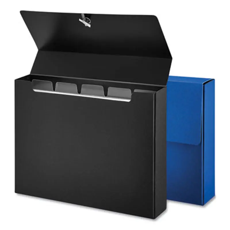 Poly Index Card Box, Holds 100 4 x 6 Cards, 4 x 1.33 x 6, Plastic, Black/Blue, 2/Pack - Card Holders | Universal