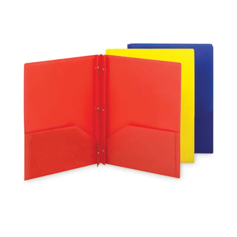 Poly Two-Pocket Folder with Fasteners, 130-Sheet Capacity, 11 x 8.5, Assorted, 6/Pack - Pocket Folders | Smead