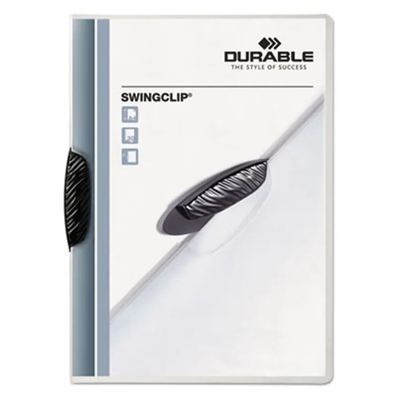 Swingclip Clear Report Cover, Swing Clip, 8.5 x 11, Black Clip, 25/Box - Report Covers | Durable
