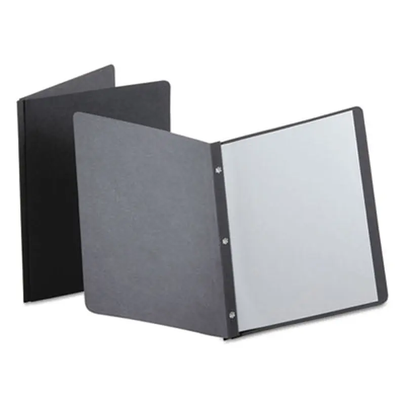 Title Panel and Border Front Report Cover, Three-Prong Fastener, 0.5" Capacity, 8.5 x 11, Black/Black, 25/Box - Report Covers | Oxford