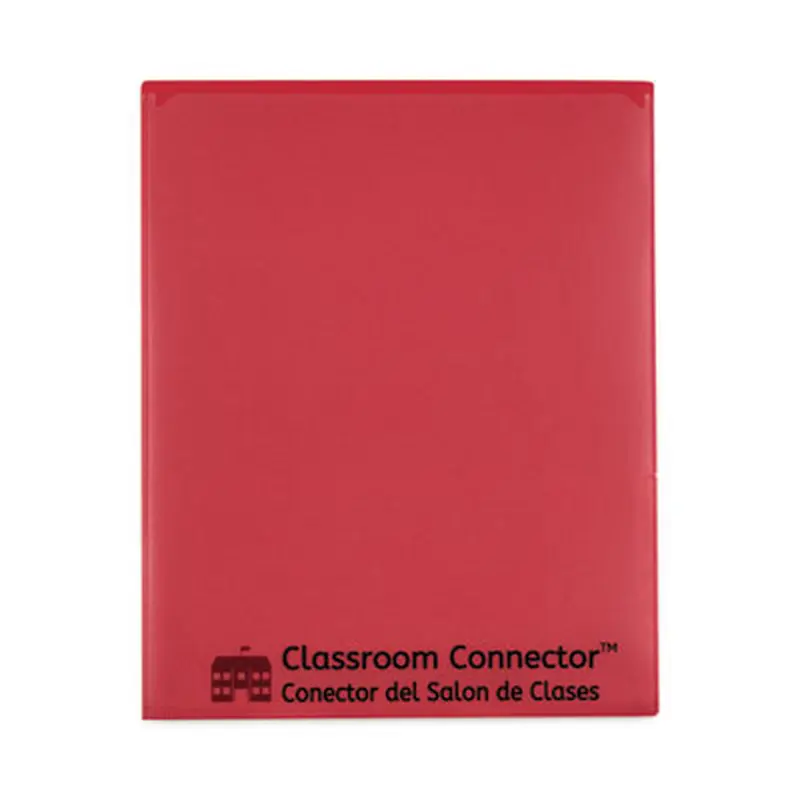 Classroom Connector Folders, 11 x 8.5, Red, 25/Box - Pocket Folders | C-Line
