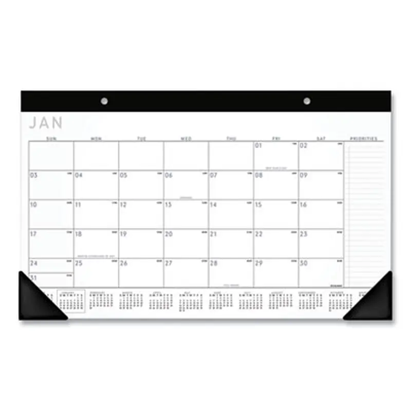 Contemporary Monthly Desk Pad, 18 x 11, White Sheets, Black Binding/Corners,12-Month (Jan to Dec): 2026 - Desk Pad Calendars | AT-A-GLANCE