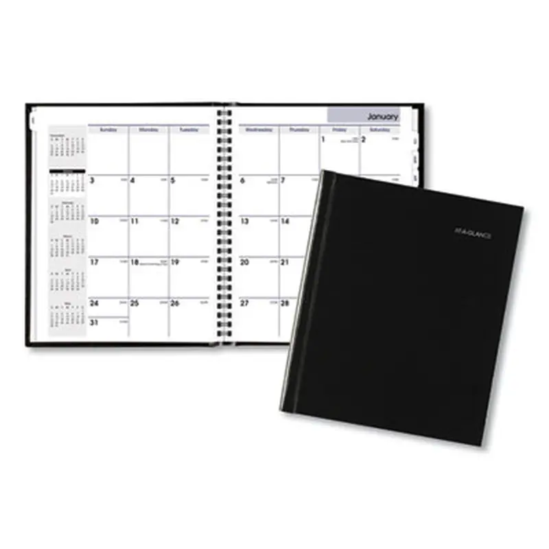 DayMinder Hard-Cover Monthly Planner with Memo Section, Unruled Blocks, 8.5 x 7, Black Cover, 12-Month (Jan to Dec): 2026 - Appointment Books & Planners | AT-A-GLANCE