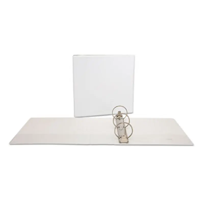 Deluxe Round Ring View Binder, 3 Rings, 3" Capacity, 11 x 8.5, White - Binders | Universal