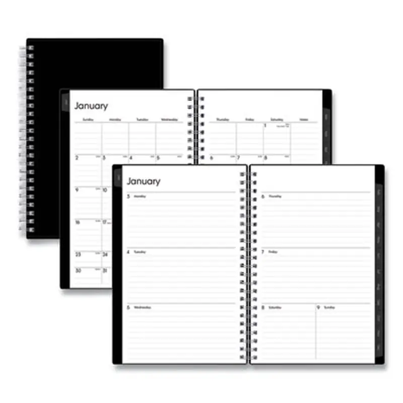 Enterprise Weekly/Monthly Planner, 8 x 5, Black Cover, 12-Month (Jan to Dec): 2026 - Appointment Books & Planners | Blue Sky