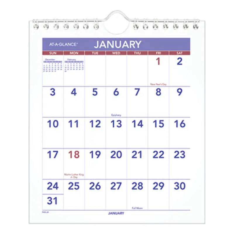 Mini Monthly Wall Calendar with Fold-Out Easel, 7 x 8, White Sheets, 12-Month (Jan to Dec): 2026 - Wall Calendars | AT-A-GLANCE