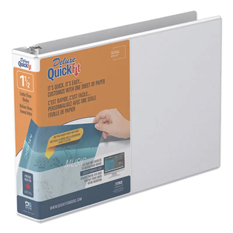 QuickFit Landscape Spreadsheet Round Ring View Binder, 3 Rings, 1.5" Capacity, 11 x 8.5, White - Binders | Stride
