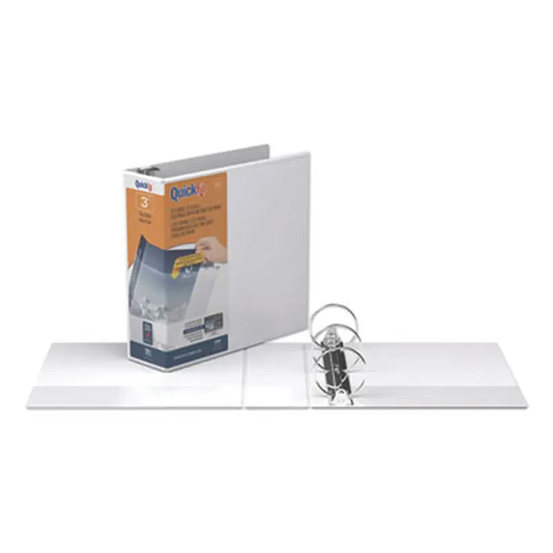 QuickFit Round-Ring View Binder, 3 Rings, 3" Capacity, 11 x 8.5, White - Binders | Stride