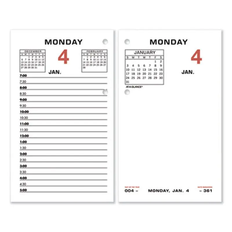 Two-Color Desk Calendar Refill, 3.5 x 6, White Sheets, 12-Month (Jan to Dec): 2026 - Calendar Refills | AT-A-GLANCE