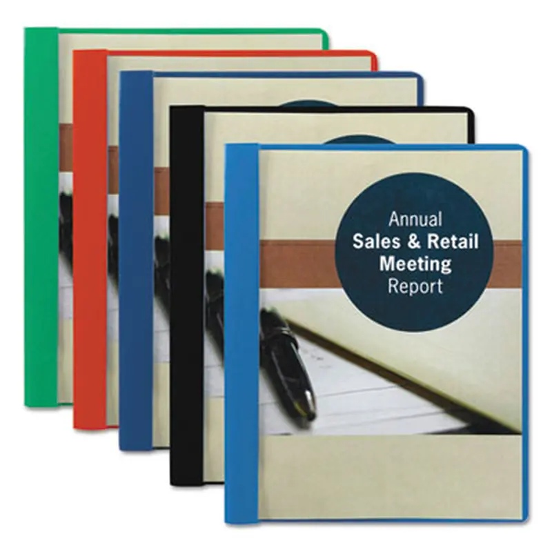 Clear Front Report Cover, Double-Prong Fastener, 0.5" Capacity, 8.5 x 11, Clear/Dark Blue, 25/Box - Report Covers | Smead
