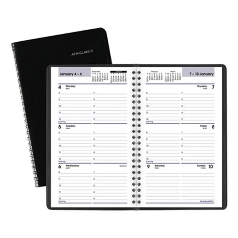 DayMinder Block Format Weekly Appointment Book, 8.5 x 5.5, Black Cover, 12-Month (Jan to Dec): 2026 - Appointment Books & Planners | AT-A-GLANCE