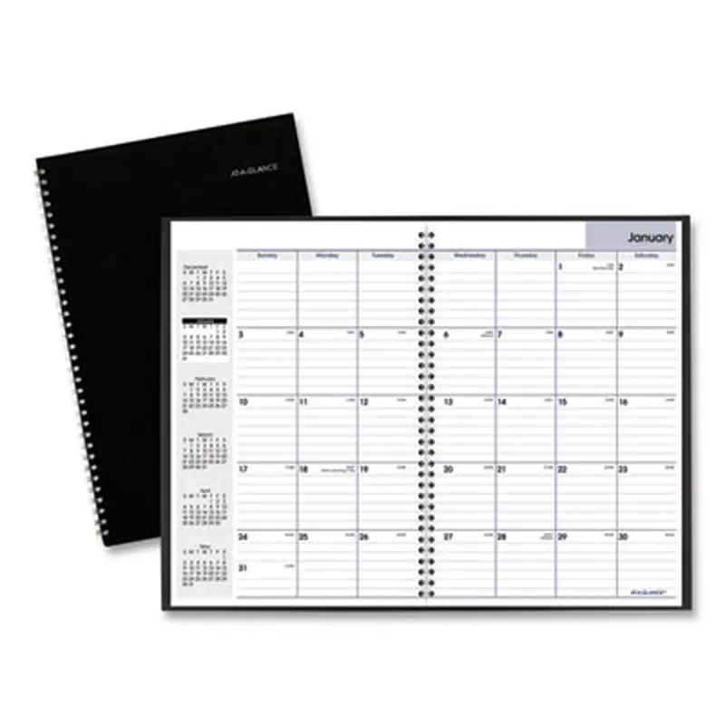 DayMinder Monthly Planner, Ruled Blocks, 12 x 8, Black Cover, 14-Month: Dec 2025 to Jan 2027 - Appointment Books & Planners | AT-A-GLANCE