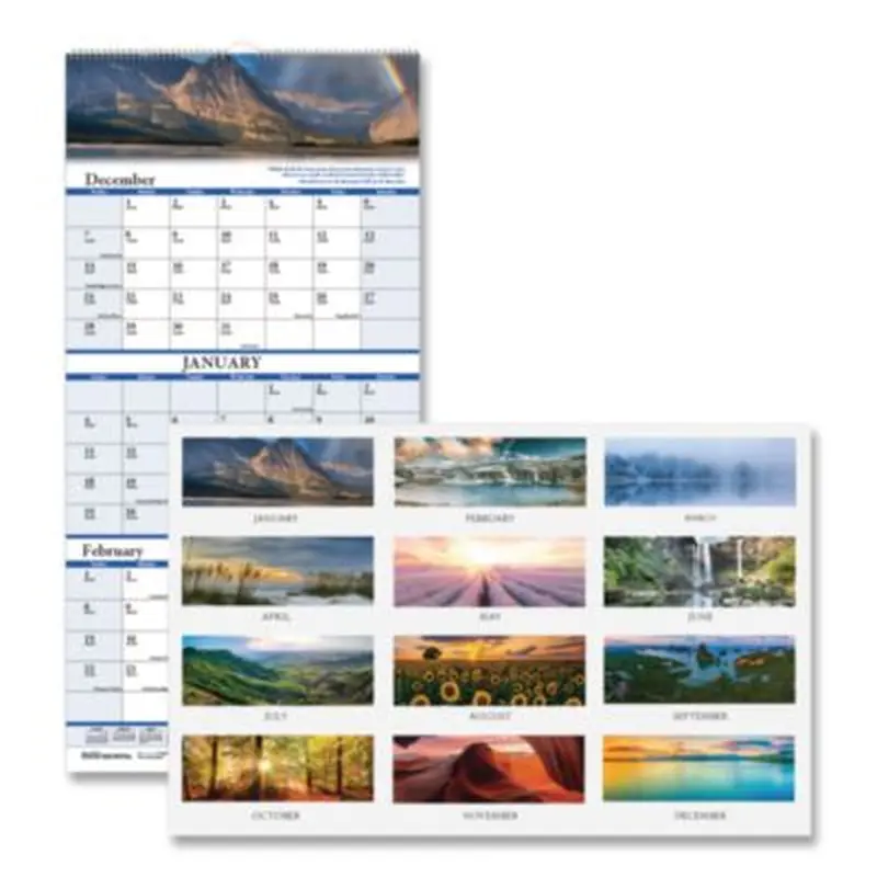 Earthscapes Recycled 3-Month Vertical Wall Calendar, Scenic Photography, 8 x 17, White Sheets, 14-Month: Dec 2025 to Jan 2027 - Wall Calendars | House of Doolittle