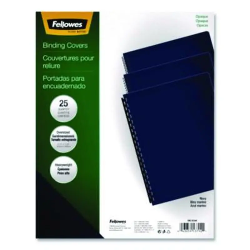 Futura Oversized Pre-Punched Presentation Covers, Plastic, Round Corners, 11.25 x 8.75, Navy, 25/Pack - Binding Systems Covers | Fellowes