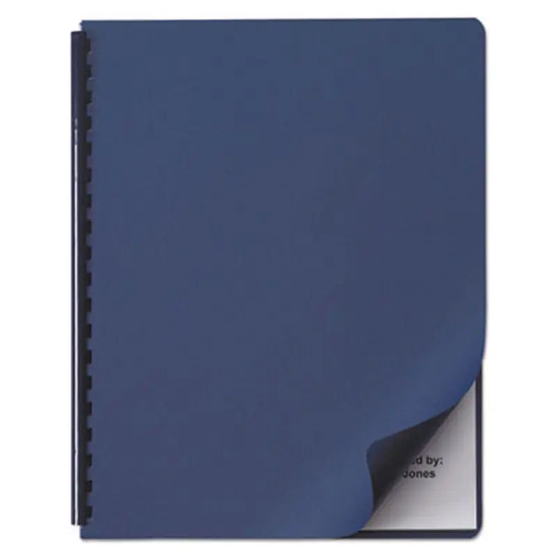 Linen Textured Standard Presentation Covers for Binding Systems, Paper, Round Corners, 11.25 x 8.75, Navy, 50/Pack - Binding Systems Covers | GBC