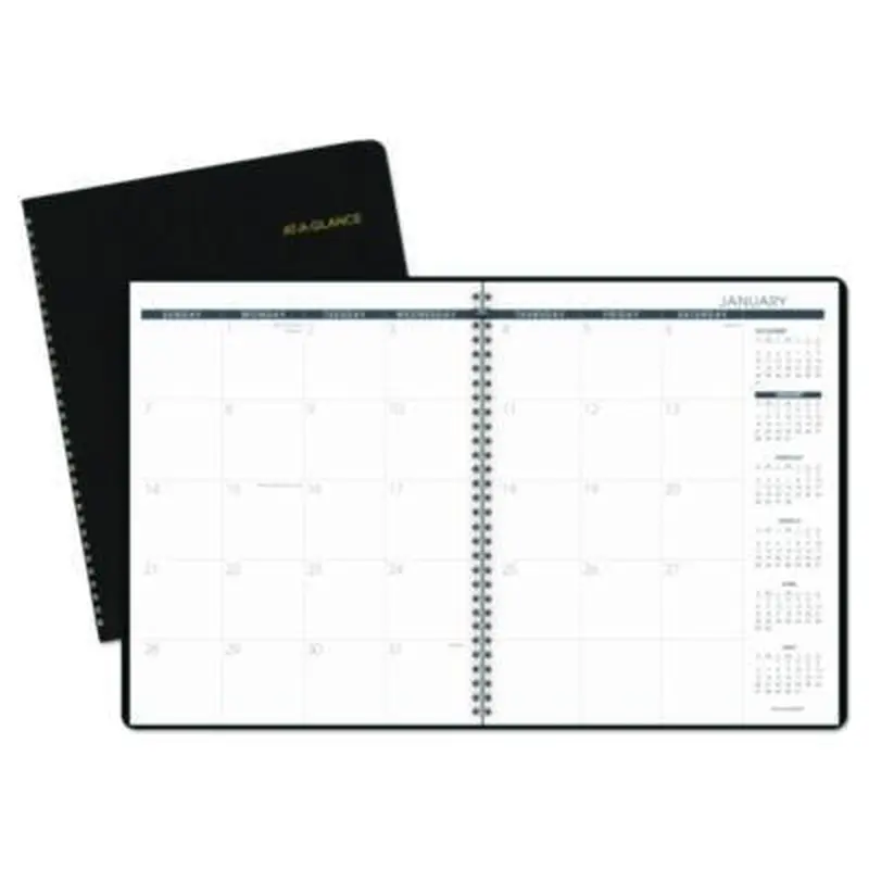 Monthly Planner, 11 x 9, Black Cover, 15-Month: Jan 2026 to Mar 2027 - Appointment Books & Planners | AT-A-GLANCE