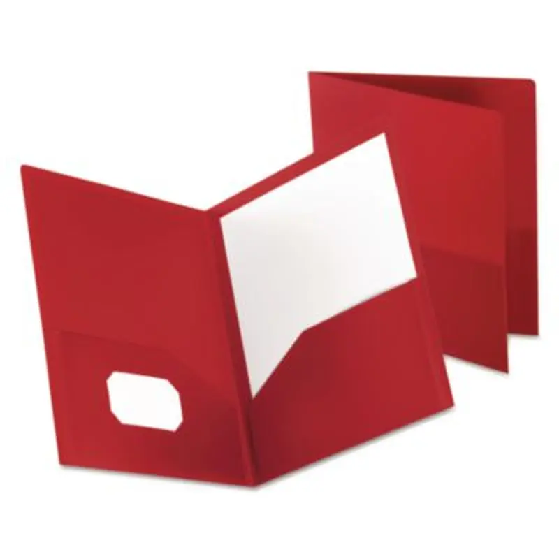 Poly Twin-Pocket Folder, 100-Sheet Capacity, 11 x 8.5, Opaque Red - Pocket Folders | Oxford