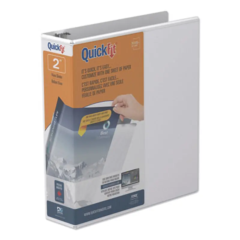 QuickFit Round-Ring View Binder, 3 Rings, 2" Capacity, 11 x 8.5, White - Binders | Stride