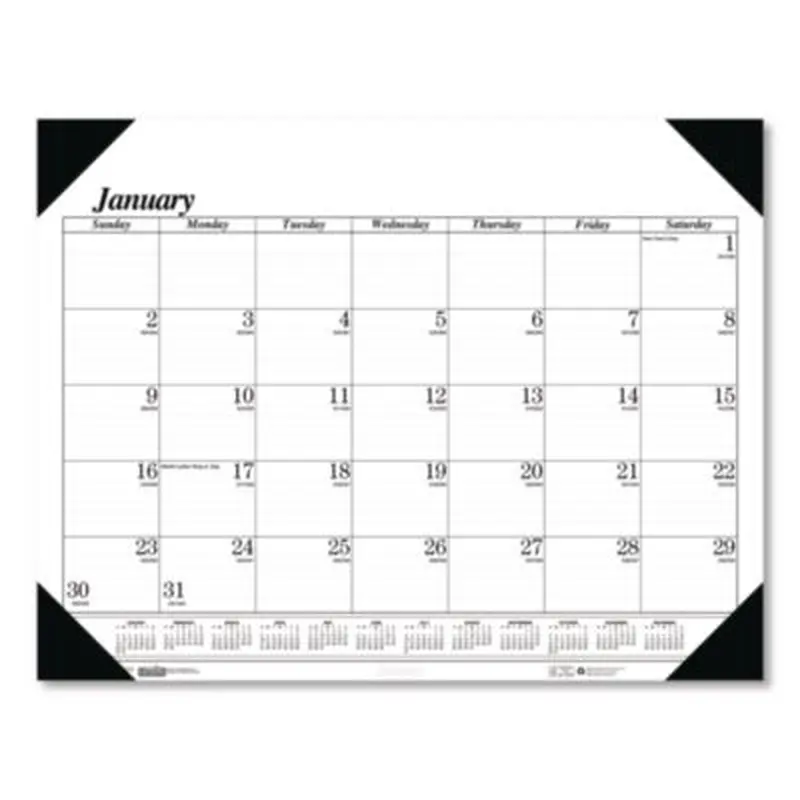 Recycled One-Color Dated Monthly Desk Pad Calendar, 18.5 x 13, White Sheets, Black Binding/Corners,12-Month (Jan-Dec): 2026 - Desk Pad Calendars | House of Doolittle