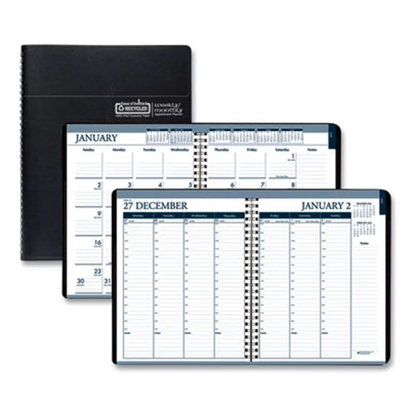 Recycled Wirebound Weekly/Monthly Planner, 11 x 8.5, Black Cover, 12-Month (Jan to Dec): 2026 - Appointment Books & Planners | House of Doolittle