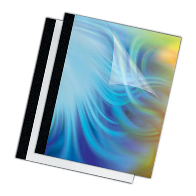 Thermal Binding System Presentation Covers, 15-Sheet Capacity, Plastic, Square Corners, 11 x 8.5, Clear/Matte Black, 10/Pack - Binding Systems Covers | Fellowes