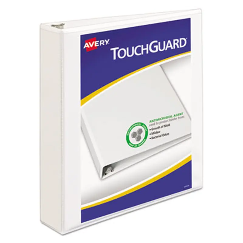 TouchGuard Protection Heavy-Duty View Binders with Slant Rings, 3 Rings, 1.5" Capacity, 11 x 8.5, White - Binders | Avery