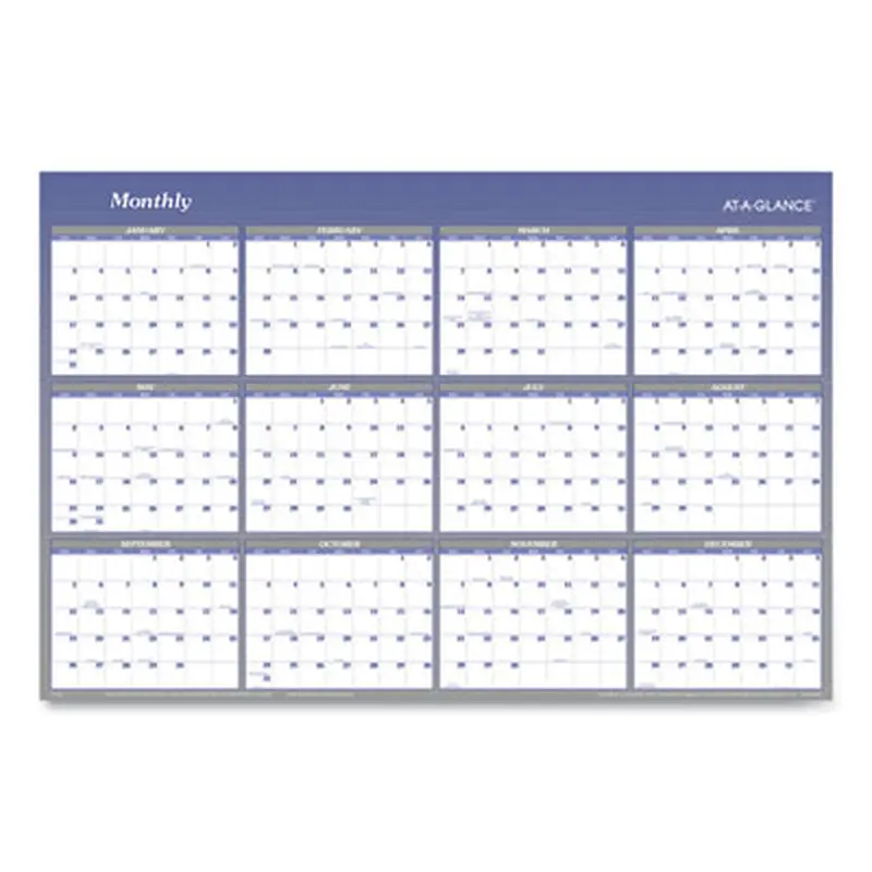 Vertical/Horizontal Erasable Quarterly/Monthly Wall Planner, 32 x 48, 12-Month (Jan to Dec): 2026 - Wall Calendars | AT-A-GLANCE