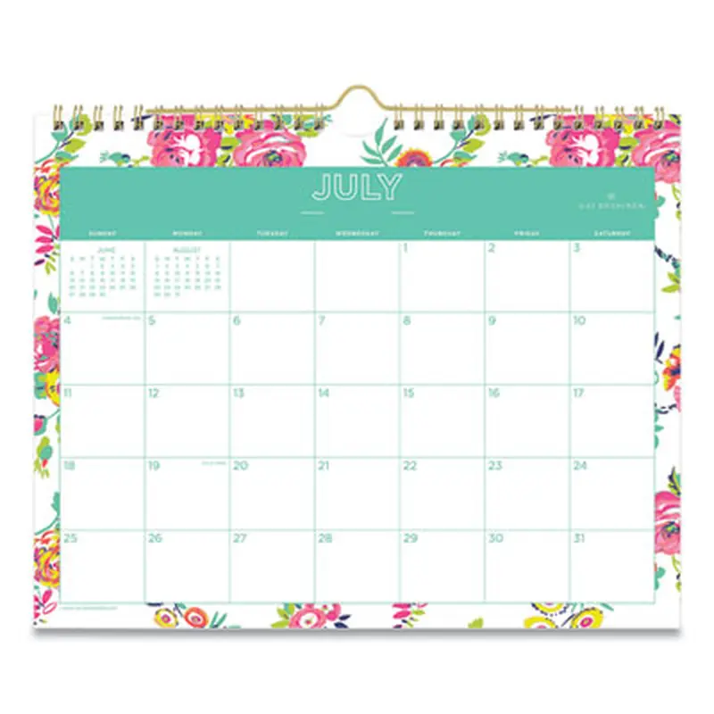 Day Designer Peyton Academic Wall Calendar, Floral Artwork, 11 x 8.75, White Sheets, 12-Month (July to June): 2025 to 2026 - Wall Calendars | Blue Sky