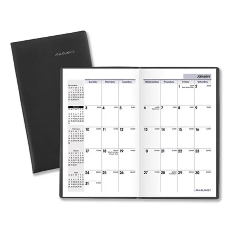 DayMinder Pocket-Sized Monthly Planner, Unruled Blocks, 6 x 3.5, Black Cover, 14-Month: Dec 2025 to Jan 2027 - Appointment Books & Planners | AT-A-GLANCE