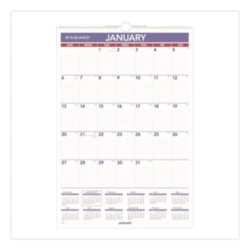 Erasable Wall Calendar, 15.5 x 22.75, White Sheets, 12-Month (Jan to Dec): 2026 - Wall Calendars | AT-A-GLANCE