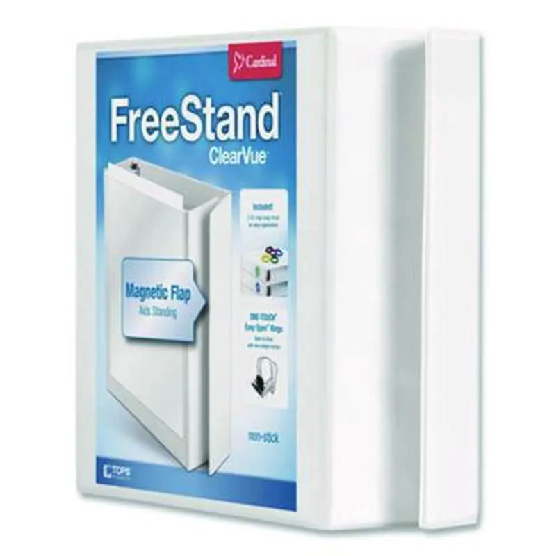 FreeStand Easy Open Locking Slant-D Ring Binder, 3 Rings, 2" Capacity, 11 x 8.5, White - Binders | Cardinal