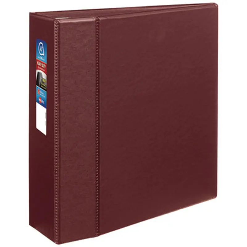 Heavy-Duty Non-View Binder with DuraHinge and Locking One Touch EZD Rings, 3 Rings, 4" Capacity, 11 x 8.5, Maroon - Binders | Avery