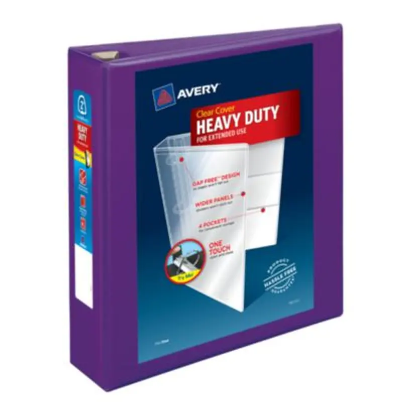 Heavy-Duty View Binder with DuraHinge and One Touch EZD Rings, 3 Rings, 2" Capacity, 11 x 8.5, Purple, 6/Carton - Binders | Avery