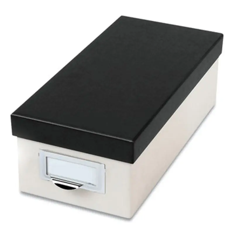 Index Card Storage Box, Holds 1,000 3 x 5 Cards, 5.5 x 11.5 x 3.88, Pressboard, Marble White/Black - Card Holders | Oxford