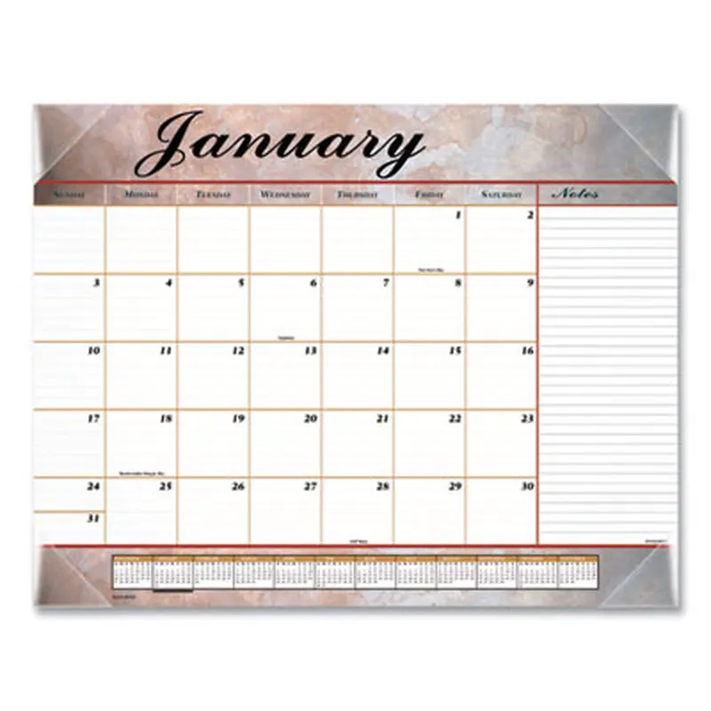 Marbled Desk Pad, Marbled Stone Artwork, 22 x 17, White/Multicolor Sheets, Clear Corners, 12-Month (Jan to Dec): 2026 - Desk Pad Calendars | AT-A-GLANCE
