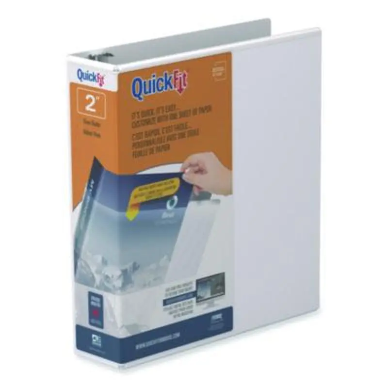 QuickFit D-Ring View Binder, 3 Rings, 2" Capacity, 11 x 8.5, White - Binders | Stride